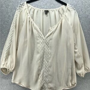 HeartSoul Cream Blouse with Lace Detail